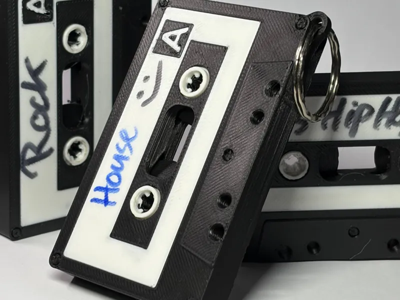Retro Cassette Tape Print-in-Place Spinning Reels