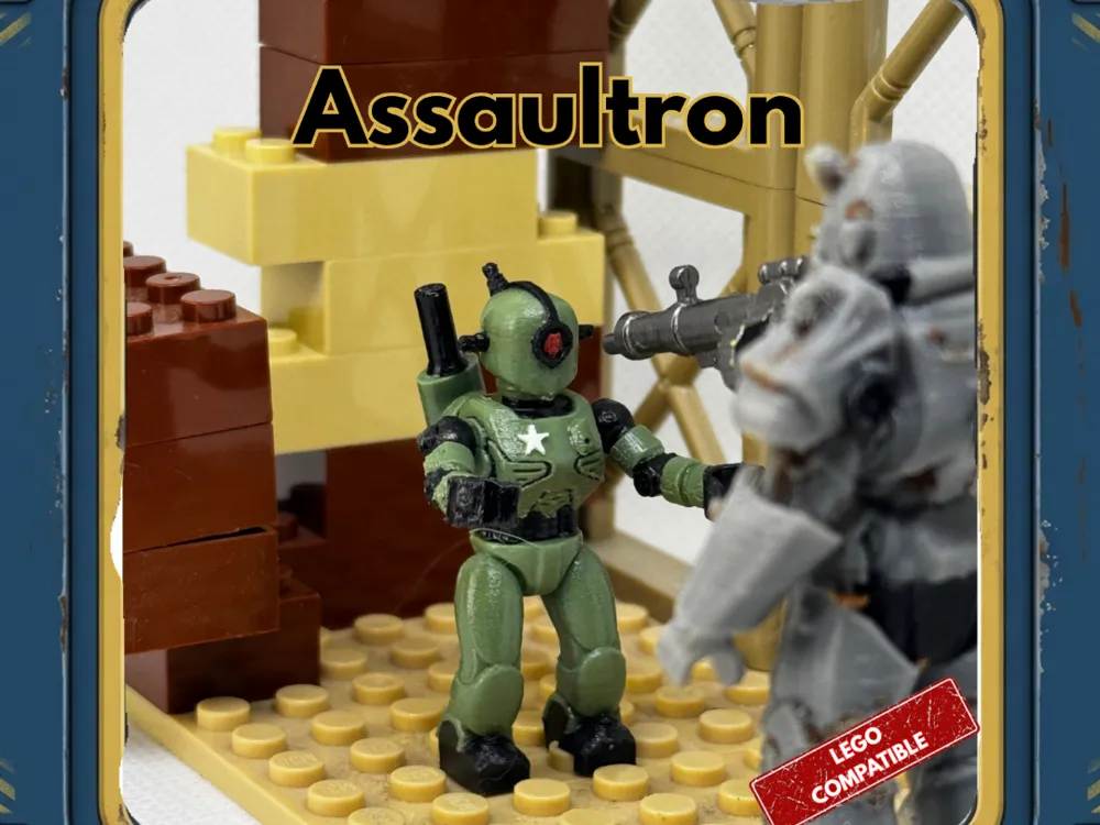 Escenografía en miniatura: Assaultron Minifig - Bricks Compatible. Referencia del modelo original.