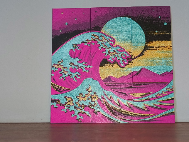Neon Wave Triptych – Foldable Pop Art Panel 