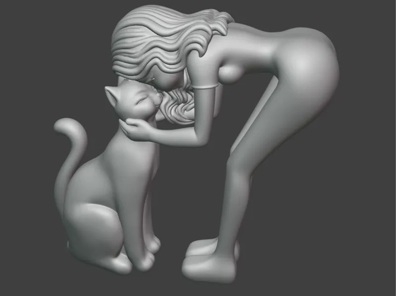 Cat & Human statue