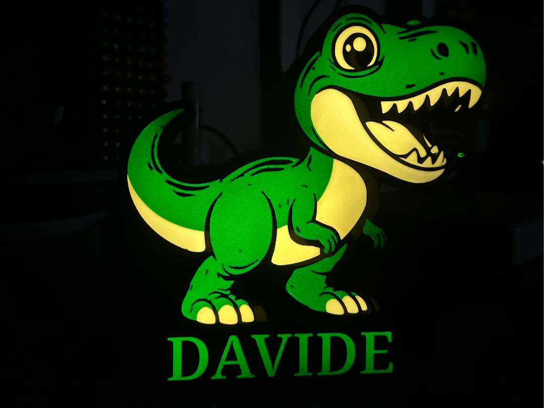 T-Rex Jurassic Lightbox Nome Personalizzabile