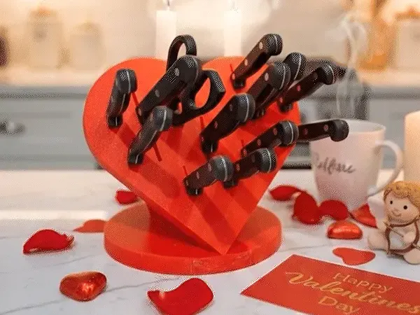 Valentine's Heart Knife Block