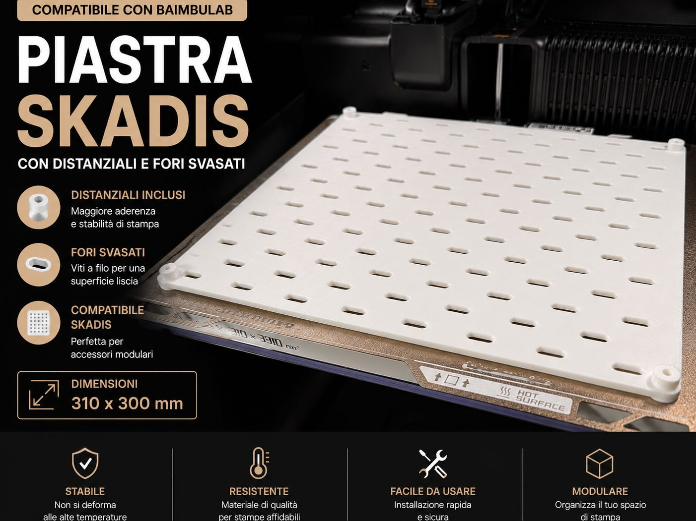 piastra skadis 320x300 con distanziali svasati
