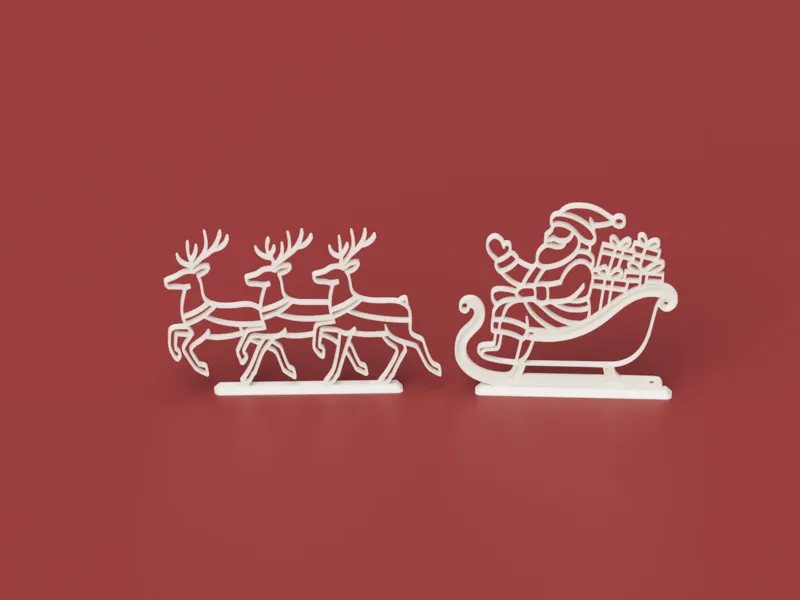 Weihnachtsmann mit Rentieren und Schlitten