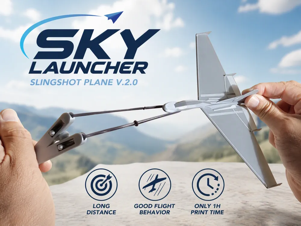 Letrero o emblema decorativo: Sky Launcher. Referencia del modelo original.