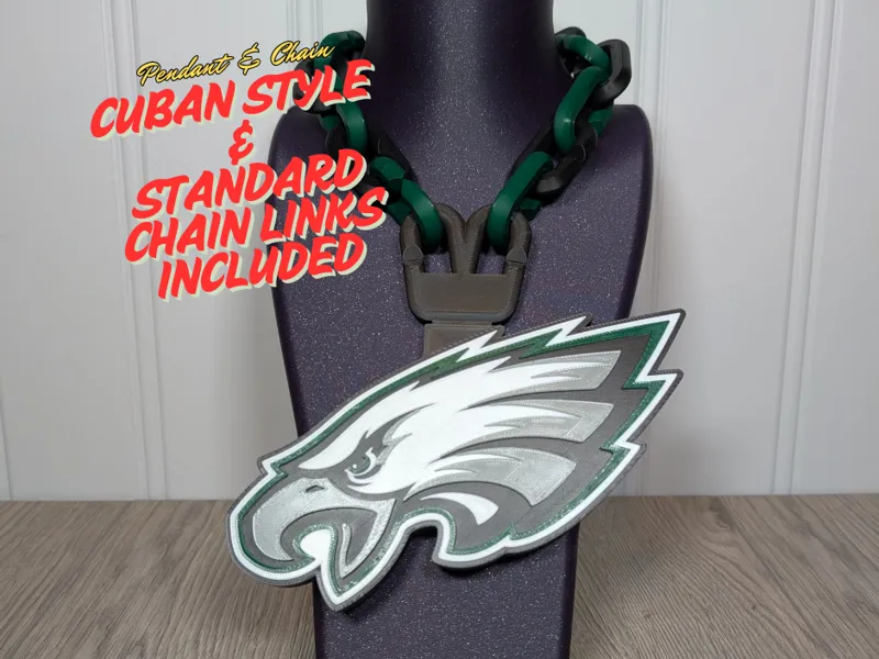 Philadelphia Eagles Oversized Pendant and Chain
