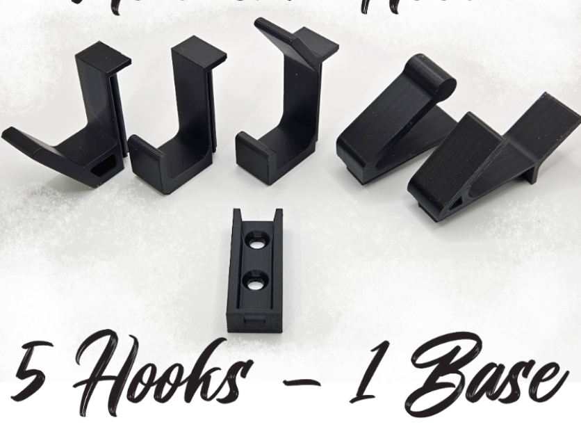 Modular Hook Wall Mount System 5 Styles – 1 Base
