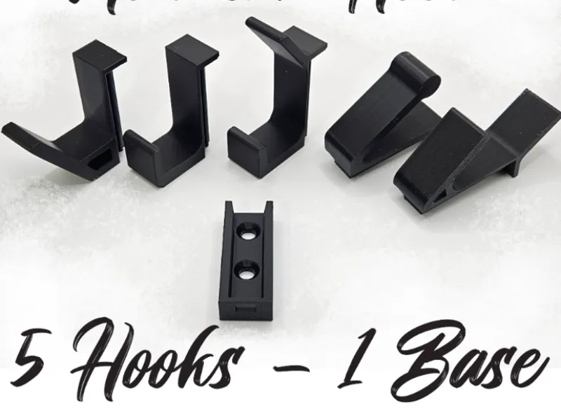 Modular Hook Wall Mount System 5 Styles – 1 Base