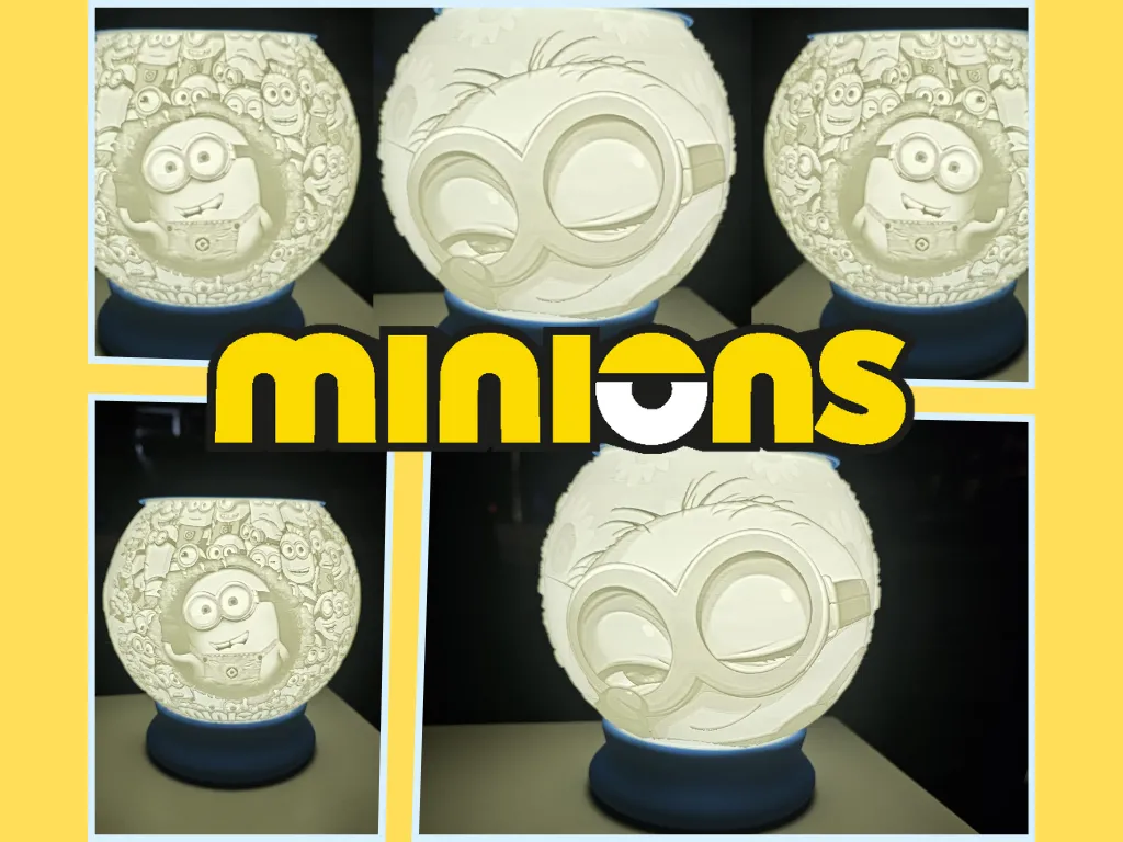 Lampe sphérique lithophanie Minions