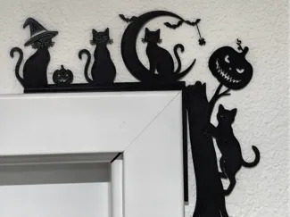 Halloween Cat Door Corner Frame Decoration