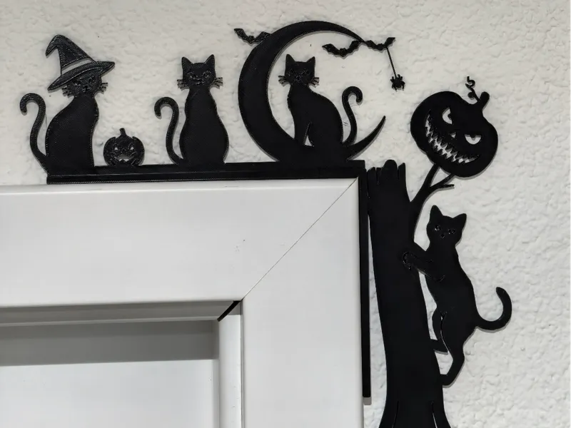 Halloween Cat Door Corner Frame Decoration 
