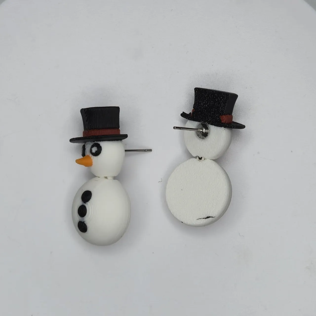 Articulated Snowman Hanger Earrings view 3