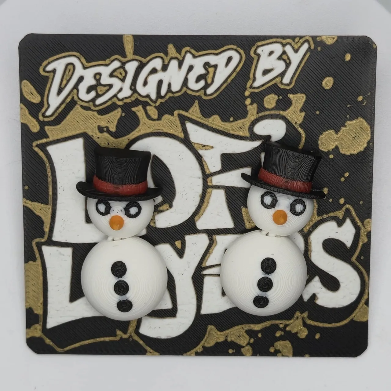 Articulated Snowman Hanger Earrings view 2