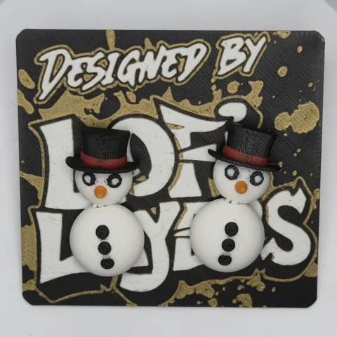 Articulated Snowman Hanger Earrings view 2