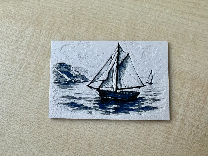 Hueforge Gemälde Segelschiff in 4 Farben