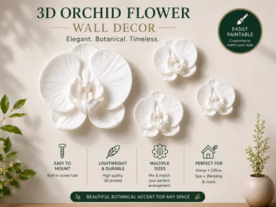 Orchid Flower Wall Art Decor with Hidden ScrewHole