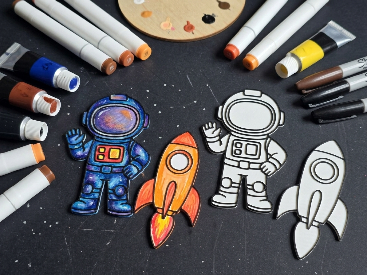 Astronaut Rocket Coloring