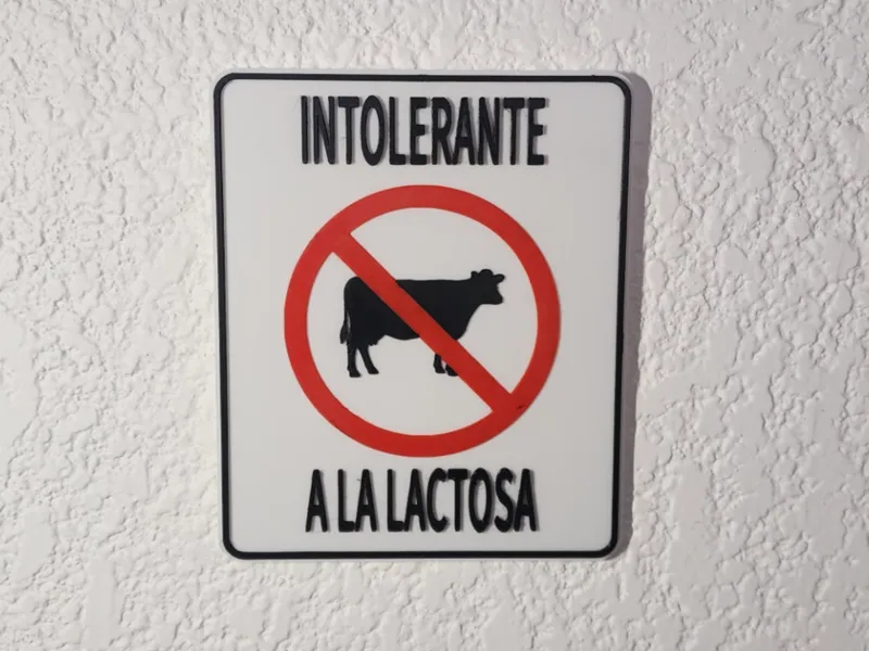 Letrero intolerante a la lactosa