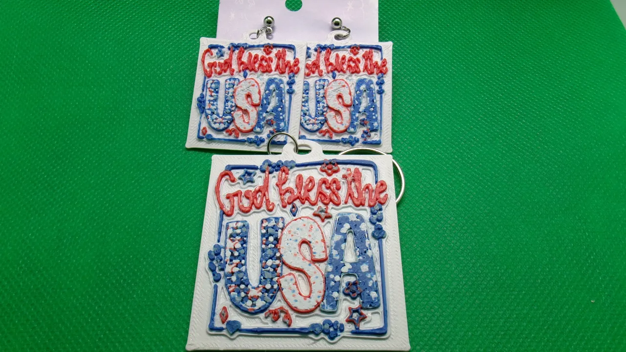 God bless the USA earrings & keychains view 3