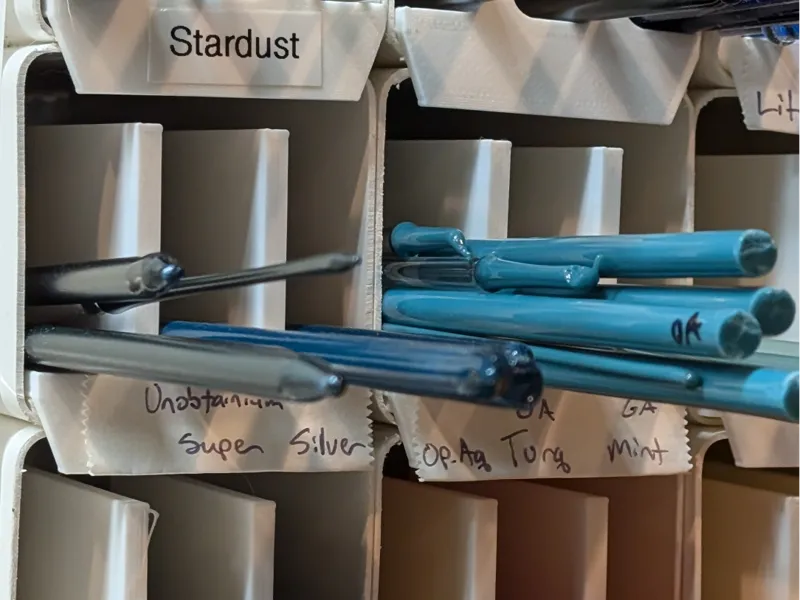Dividers for 2.5" downspout glass rod storage