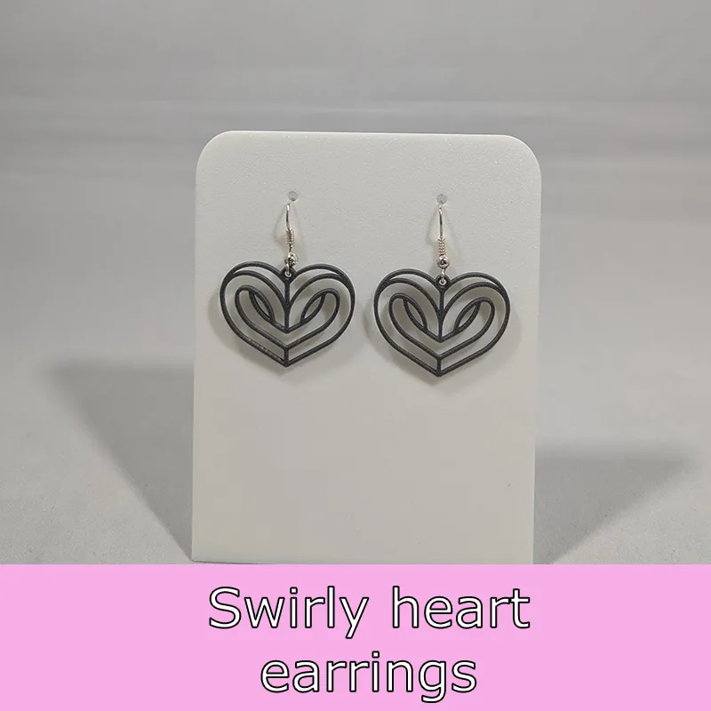 Swirly heart earrings view 2