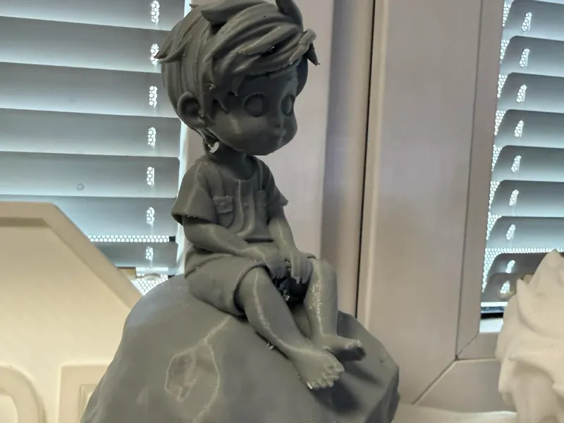 Child Sitting on a Rock – Decorative Figurine