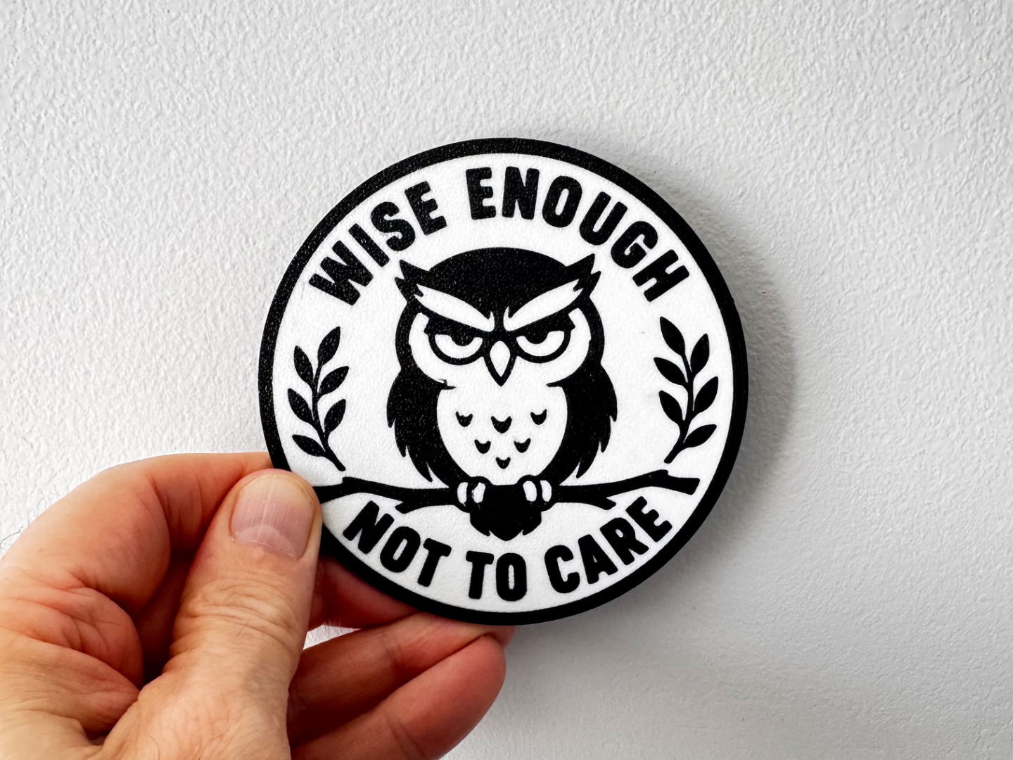 Wise Enough Not To Care Owl Coaster
