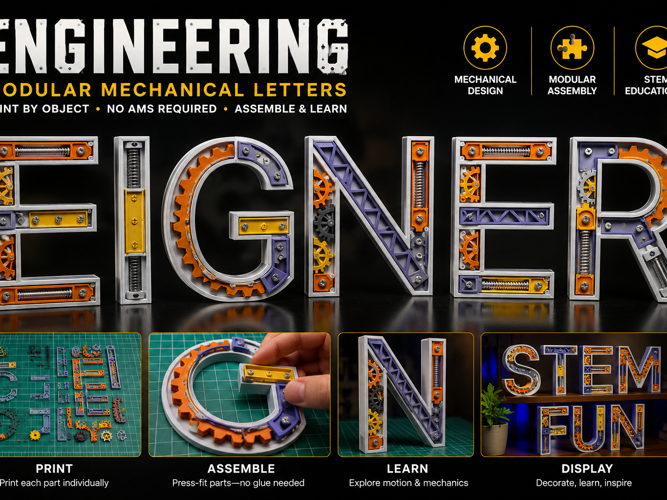 Engineering Alphabet Modular Mechanical Letters