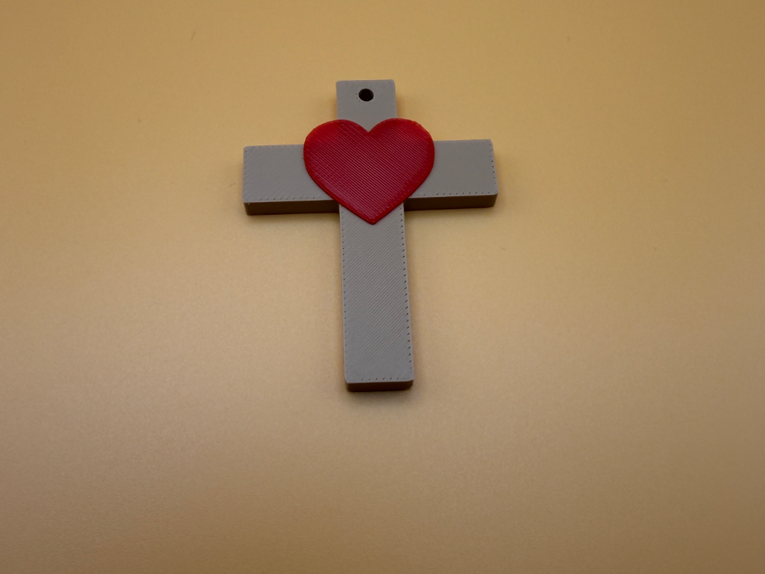 Cross with Heart Pendant / Keychain