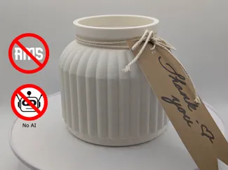 Human-made Modern Ribbed Planter / Vase