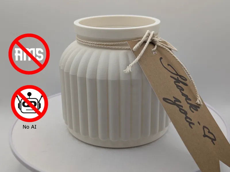 Human-made Modern Ribbed Planter / Vase