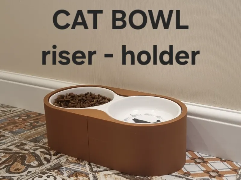 Cat bowl riser-holder