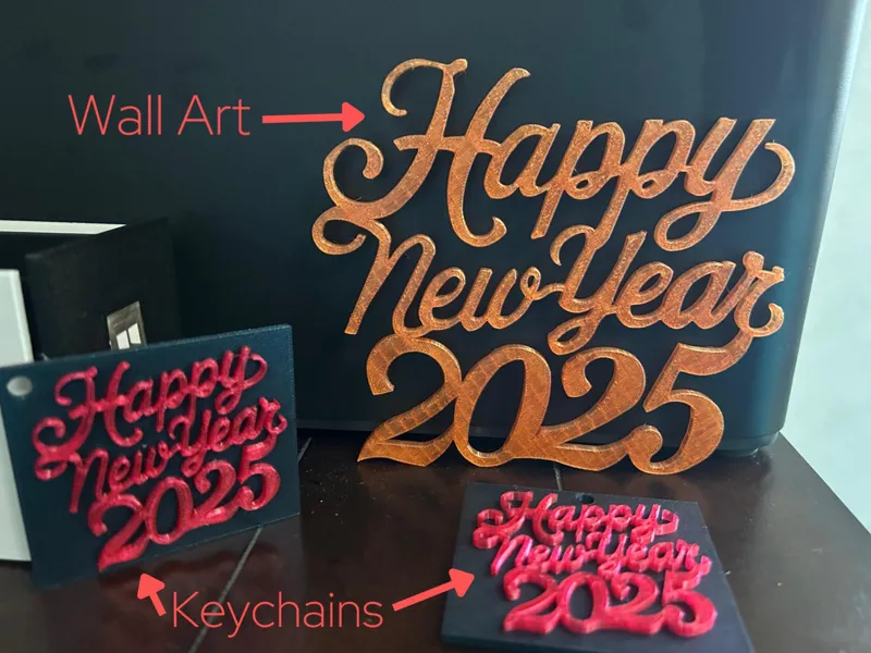 New Year 2024 Wall Art + Keychain