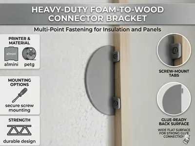 Heavy Duty Foam to Wood Connector Bracket
