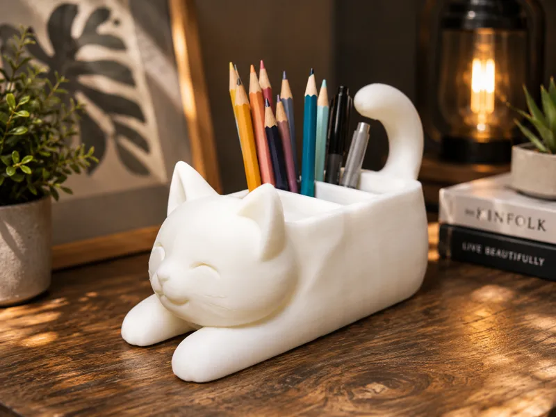 Cute Cat Desk Organizer-3D Print Model