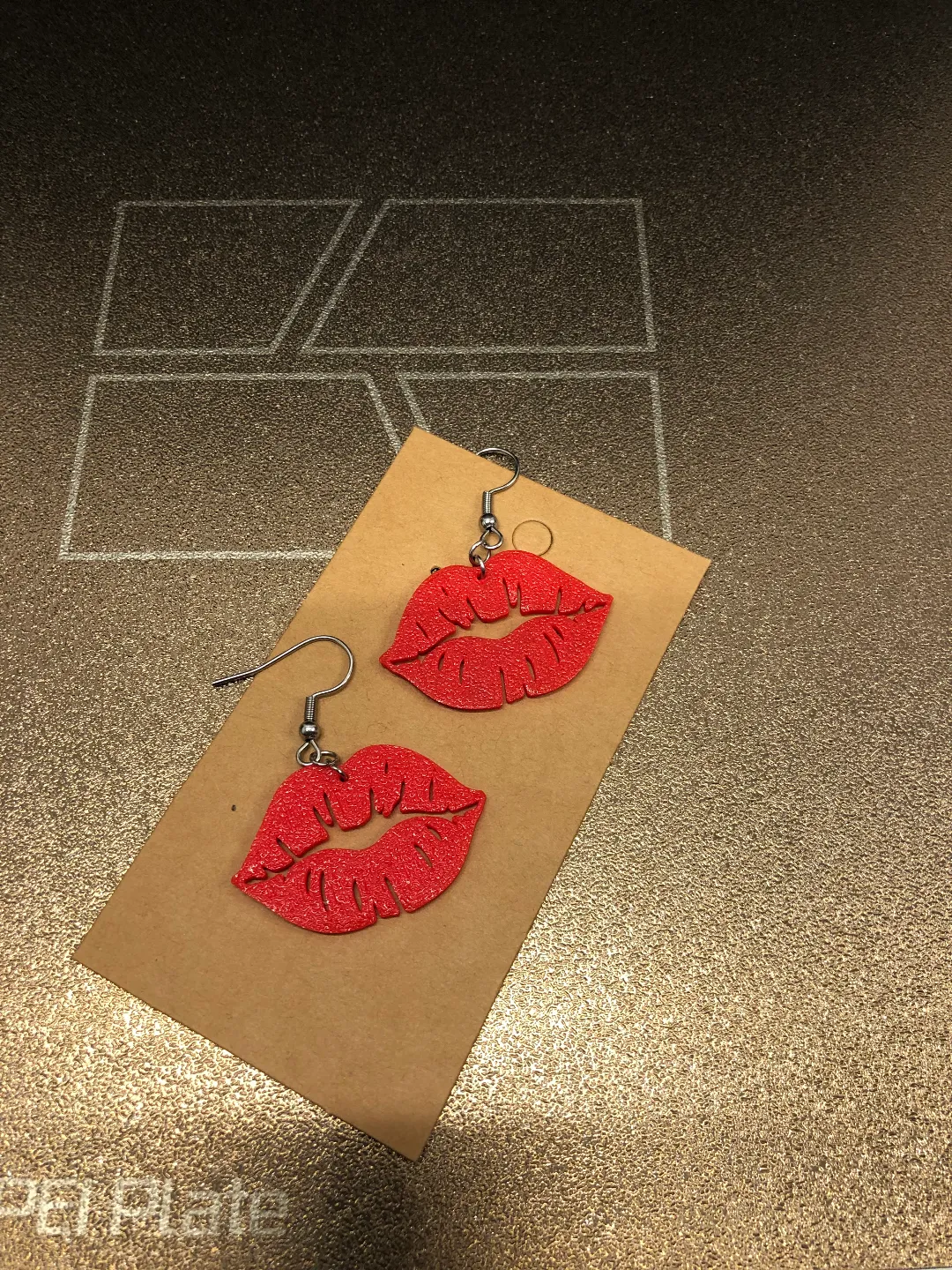 Valentine's day kiss earrings, no AMS 0.4mm nozzle view 3