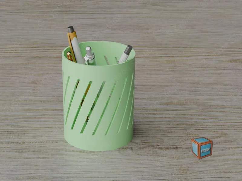 Pot à stylo cylindrique - Rainures