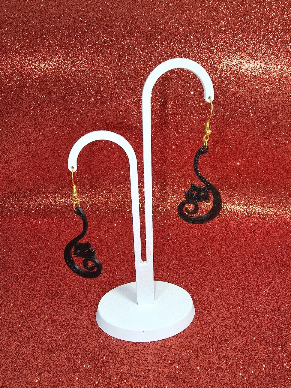 Cat in clef earrings view 3