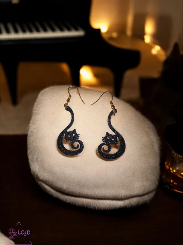 Cat in clef earrings