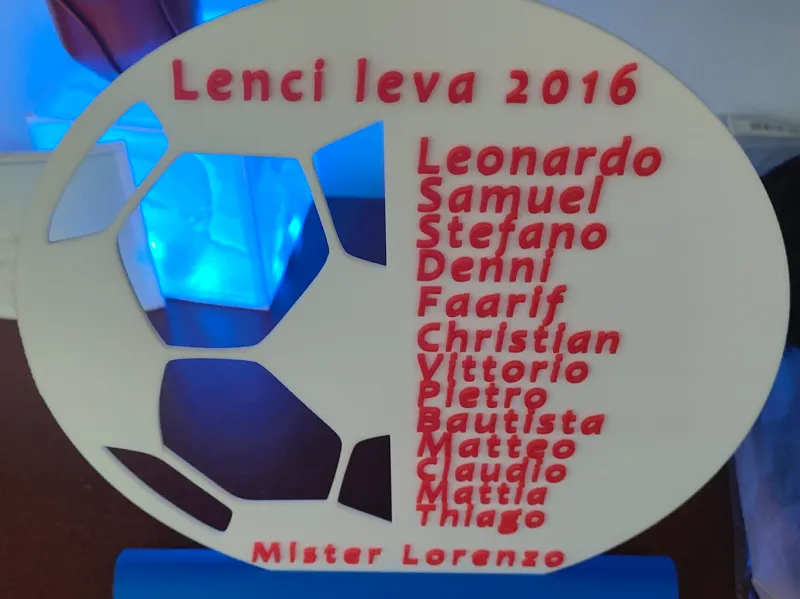 Trofeo pallone da calcio con nomi editabili e base