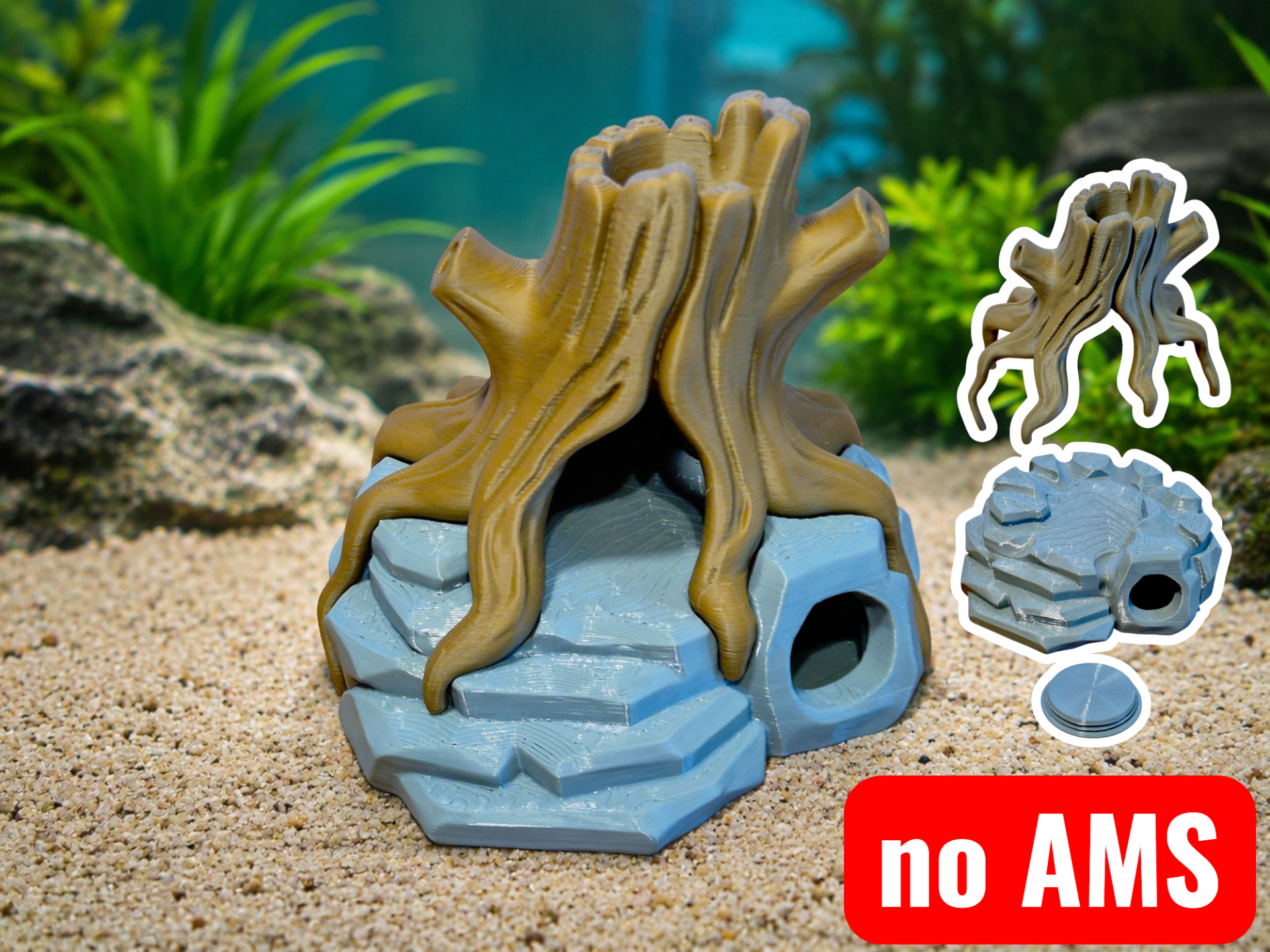 Aquarium Cave Decor with Hidden Chamber – No AMS