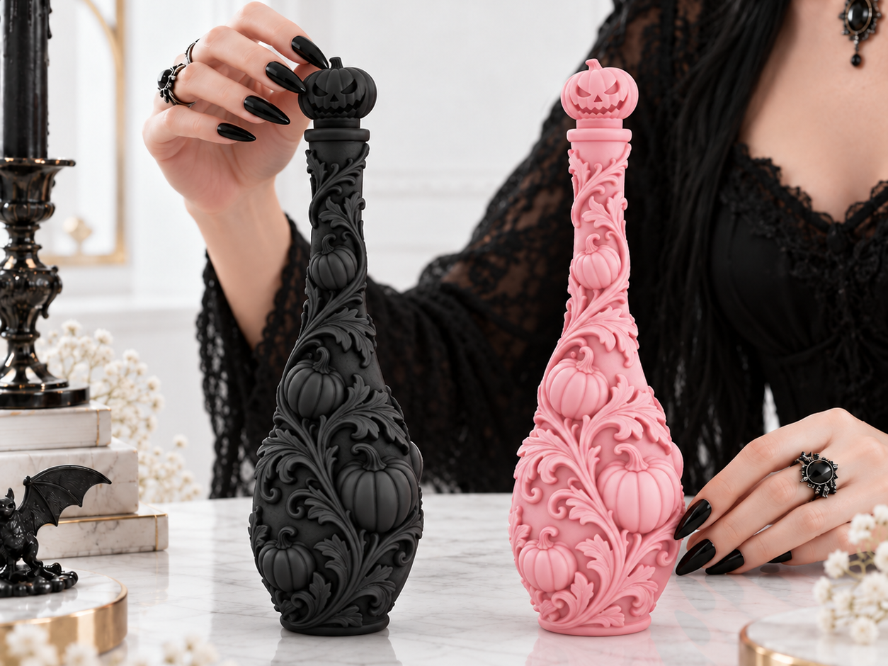 Goth Halloween Samhain Pumpkin Decorative Bottle - 1