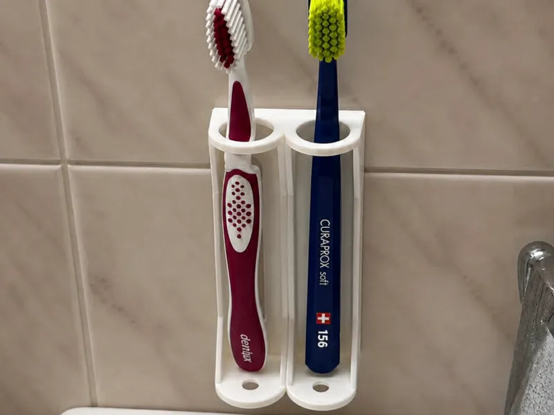 Wall-Mounted Toothbrush Holder (2 Slots)