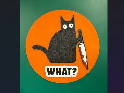 Cup Coaster – Cat with Knife 