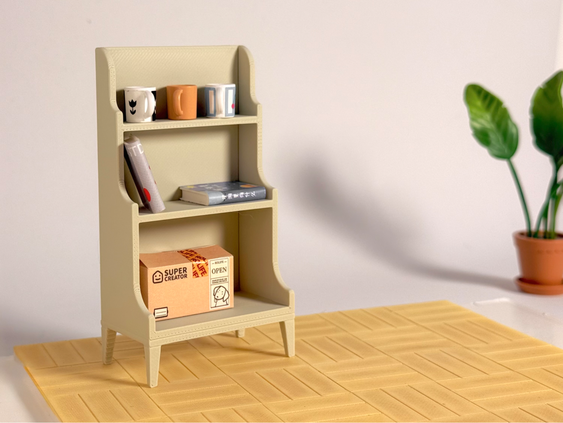 Miniature Vintage Open Shelf – 1:6 / 1:12 Scale