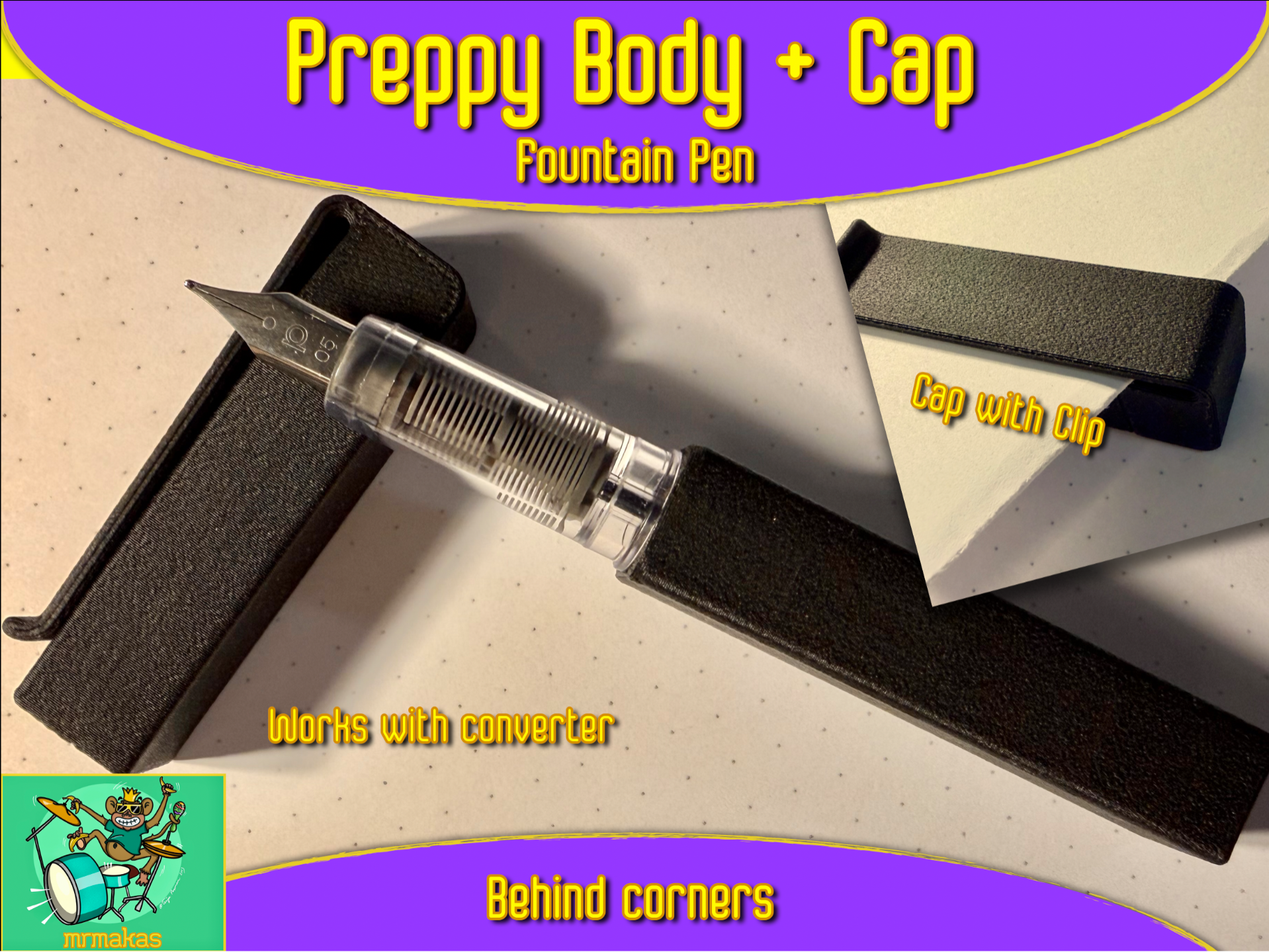 Preppy Fountain Pen Body + Cap - Behind Corners
