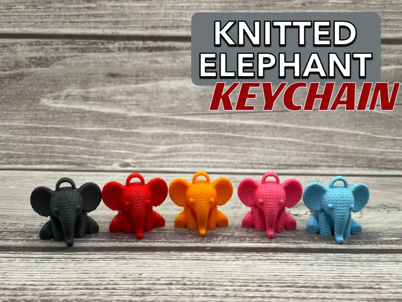 Knitted Elephant Keychain