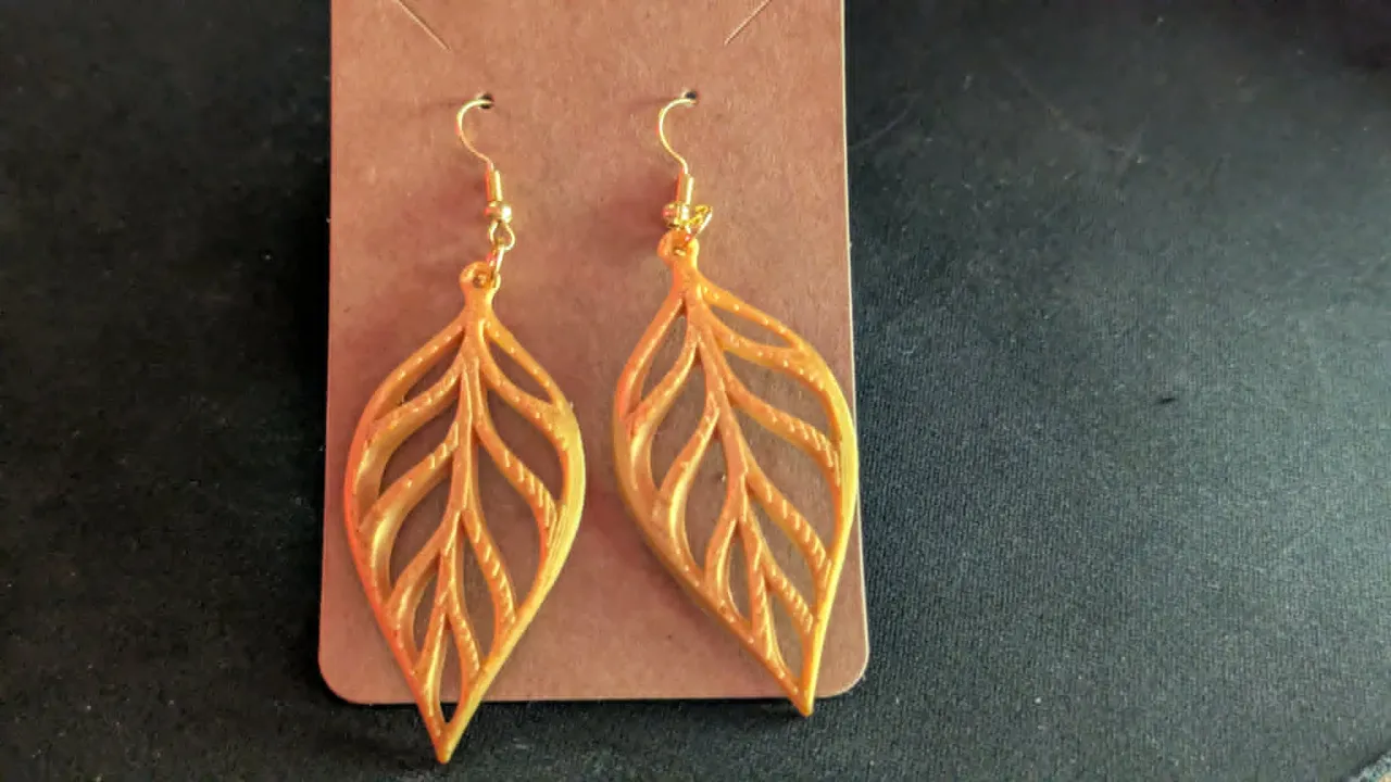 Golden Leaf Elegance Earrings view 2