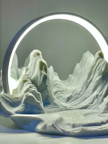 Accesorio de iluminación decorativa: The Zen Landscape Lamp: Lunar Ring, Sculpted Peaks — vista de referencia 5