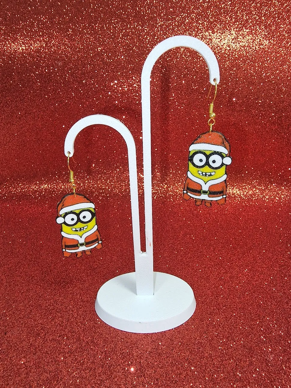 Christmas minion earrings view 3